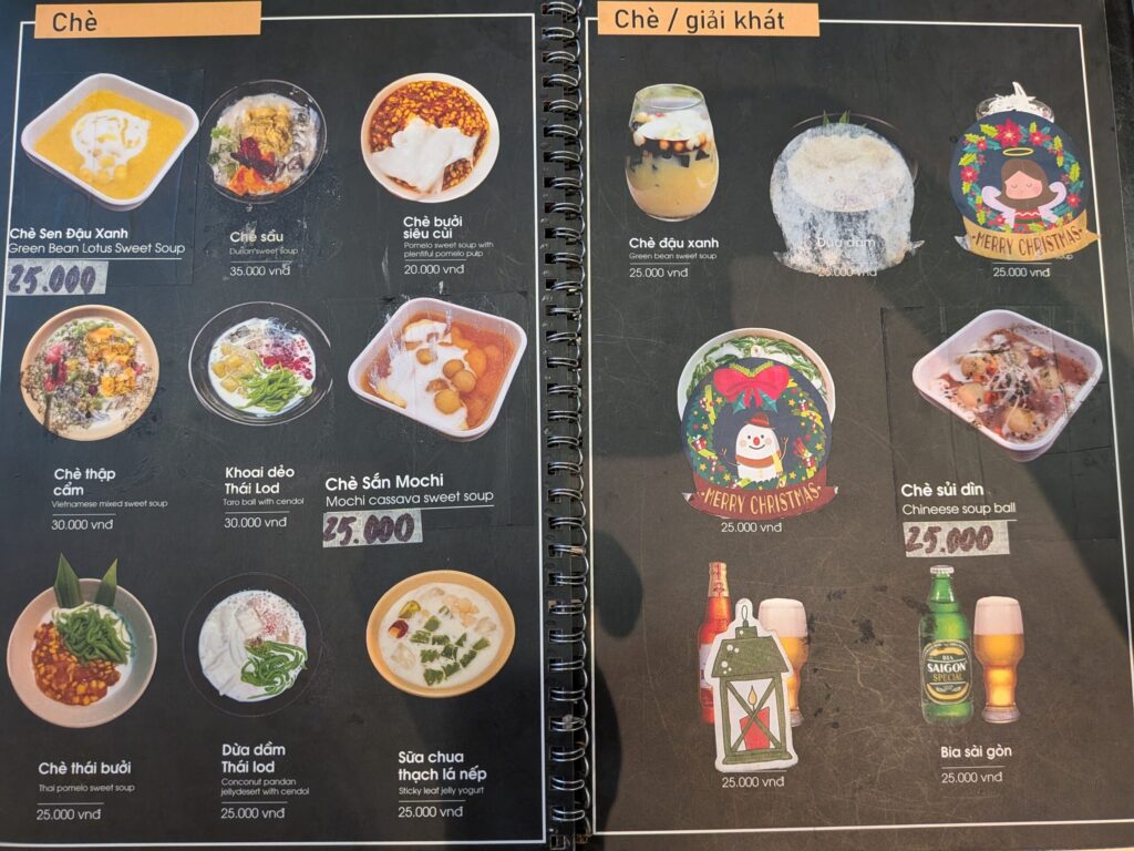 ベトナムのハノイのカフェ「Cafe Mẩu」のメニュー③